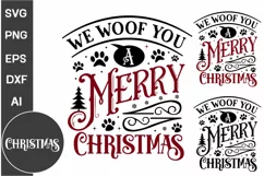 We Woof You A Merry Christmas Sign SVG Design Product Image 2