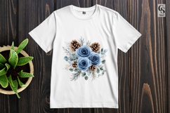 Blue Winter Rose Bouquet Clipart Sublimation PNG Product Image 2