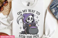 On My Way To Stir The Pot PNG, Cute Grim Sublimation PNG Product Image 3