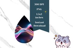 Abstract Teardrop Earring PNG, Liquid Wave Earring Product Image 2
