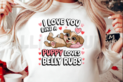 Adorable Puppy Loves Belly Rubs Cute Valentines Day Design Product Image 2