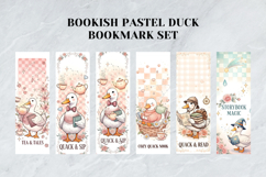 Bookish Pastel Duck Bookmark Set,Cute Reading Duck Art Product Image 2