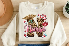 Nurse Letter N Leopard PNG, Nurse Sublimation Design, Product Image 2