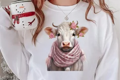 Beautiful Christmas Cow Clipart, Christmas Cow Clipart Product Image 2