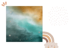 Watercolor Blue Pillow Template, Abstract Pillow Design Product Image 2