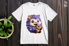 Cute Hedgehog Donut Cookie Clipart Sublimation PNG Product Image 2
