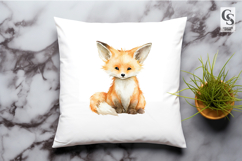 Cute Watercolor Fox Clipart Sublimation PNG Product Image 2