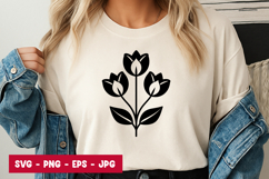 Tulip Bouquet Line Art T-Shirt Product Image 1