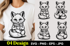 Cute Sitting Fox SVG PNG Product Image 1