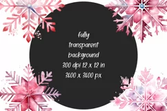 Pink snowflake Watercolor snowflakes clipart PNG clipart Product Image 2