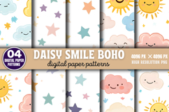 Daisy Smile Boho Digital Paper Background Bundle PNG Product Image 3