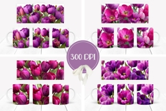 Purple Tulips Mug Wrap Designs, Floral Mug Template Product Image 2