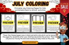 Printable July Coloring Pages for Kids Worksheets Product Image 2