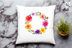 Colorful Watercolor Floral Wreath Clipart Sublimation PNG Product Image 3