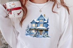 Watercolor Christmas houses clipart, Christmas Clipart Product Image 2