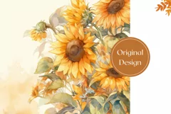 Sunflower Tumbler Design, Watercolor Flowers Sublimation Product Image 2