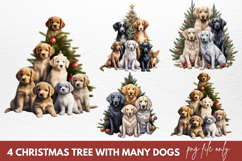 Christmas Tree With Many Dogs Clipart Product Image 1