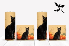 Vintage Halloween Tumbler Wrap, Black Cat Tumbler Product Image 2