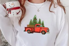 Red Christmas Truck Sublimation Clipart, Christmas PNG Product Image 2