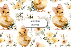 Cute Baby Chick Seamless Pattern Watercolor Spring Design Product Image 1