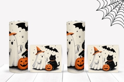 Doodle Halloween Ghost Tumbler, Halloween Cat Tumbler Design Product Image 2