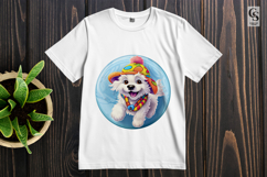 Cute Puppy In Colorful Hat Clipart Sublimation PNG Product Image 2