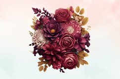 3d sublimation Burgundy Floral Bouquet Clipart Bundle, 3D Product Image 2