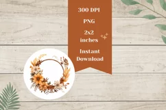 Flowers Earrings PNG, Watercolor Fall Wreath Sublimation Product Image 2
