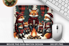 Fox With Mouse Pad Sublimation, Christmas Mouse Pad PNG Product Image 1