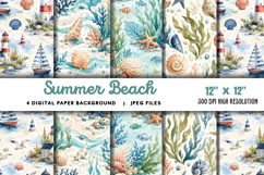 Summer Beach Ocean Waves Background JPG Product Image 1