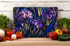 Stained Glass Lavender Flower Cutting Board | Cutting Board Product Image 2