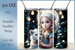 3D Sublimation Tumbler Design / Cute Girl and Lion / Png Product Image 1
