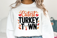 Cutest Turkey in Town Svg | Thanksgiving Svg | Shirt Svg Product Image 1