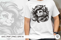 Majestic Cat Line Art with Braided Hair Product Image 2