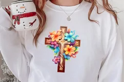 Christmas Cross Watercolor Clipart, Jesus Christ Clipart Product Image 2