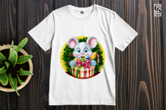 Cute Mouse With Gift Box Clipart Sublimation PNG Product Image 2