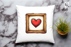 Vintage Wooden Frame Heart Clipart Sublimation PNG Product Image 3