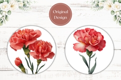 Red Flowers Car Coasters, Floral Round Coaster Template Product Image 2