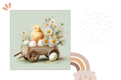 Easter Eggs Pillow Case Design, Floral Easter Chick Pillow Product Image 2