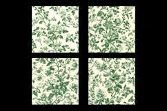 Green Toile Flower Digital Paper Patterns Product Image 2