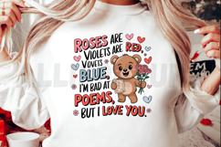 Cute Bear With Roses Are Red Poem For Valentines Day Design Product Image 2