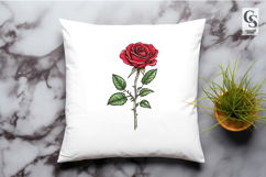 Hand-Drawn Red Rose Bouquet Clipart Sublimation PNG Product Image 3