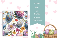 Easter Eggs Square Coasters, Watercolor Easter Eggs Print Product Image 2