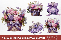 Charm Purple Christmas Clipart Sublimation Product Image 1