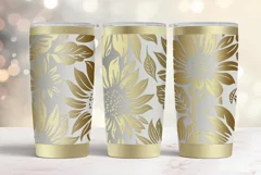 20oz Tumbler laser svg wrap|Sunflowers seamless pattern Product Image 3