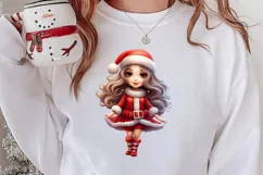 Christmas Cute Girl Sublimation Clipart, Christmas Cute Product Image 2