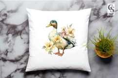 Floral Duck Watercolor Clipart Sublimation PNG Product Image 3