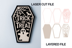Trick or Treat Coffin Layered SVG Laser Cut File Product Image 1
