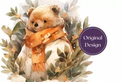 Winter Tumbler Wrap, Watercolor Teddy Bear Tumbler Template Product Image 2