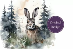 Christmas Tumbler Wrap, Watercolor Winter Hare Sublimation Product Image 2